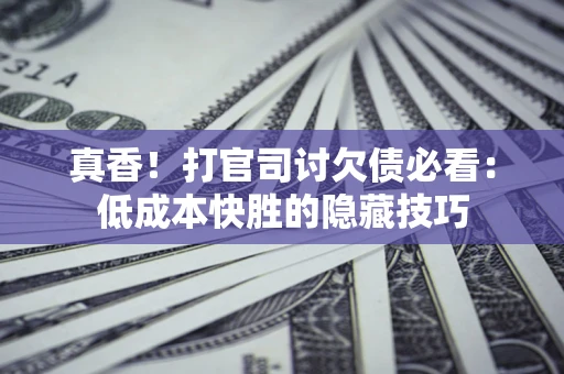 武汉真香！打官司讨欠债必看：低成本快胜的隐藏技巧